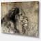 Designart - Lion in Sepia - Animal Canvas Art Print